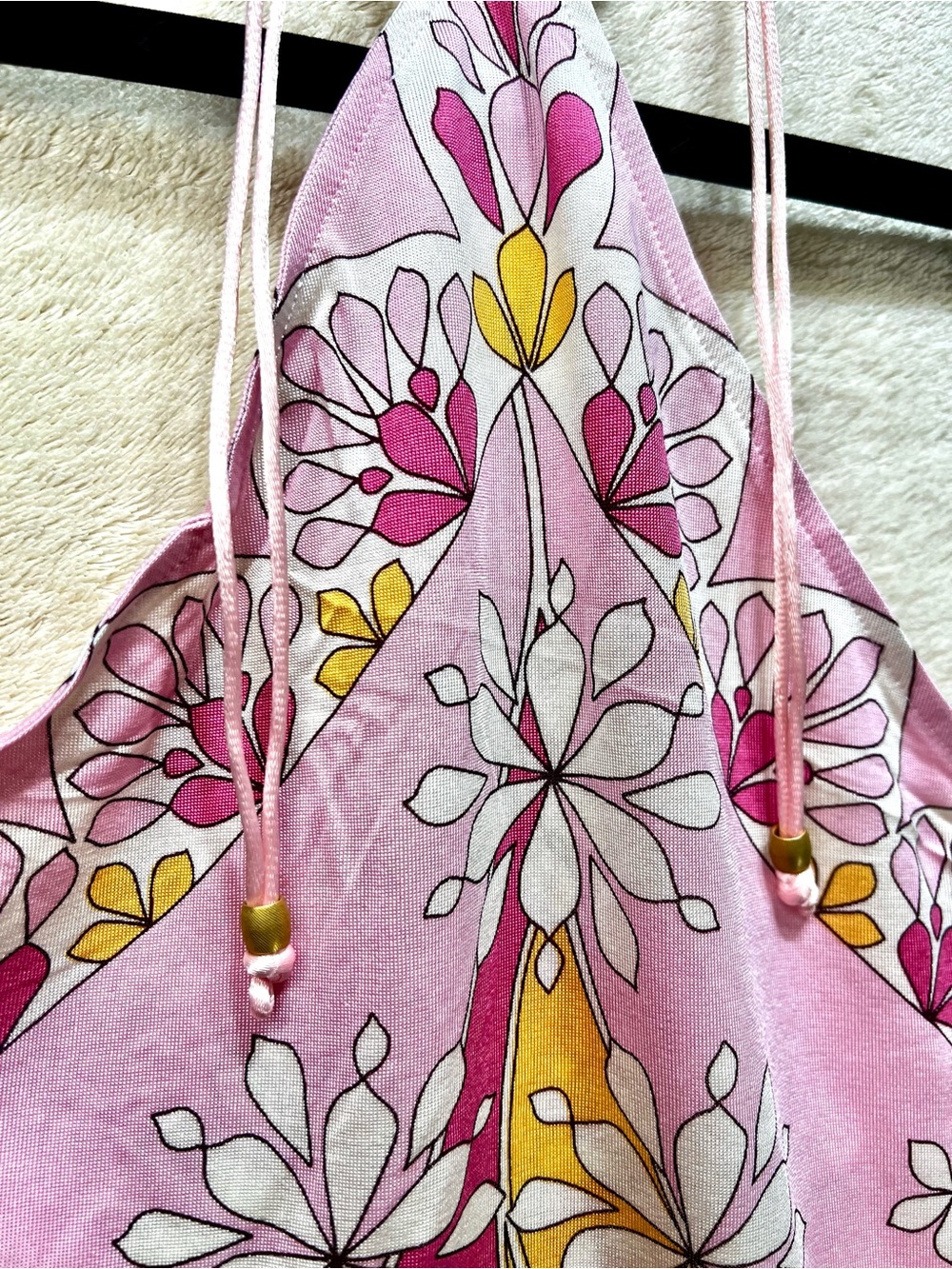 Banana Republic 100% Silk Halter Top Pink Floral Scarf Print NIP XS - Picture 6 of 8